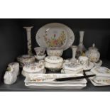 A mixed collection of floral ceramics including Coalport, Wedgewood,Spode and Crown Derby,