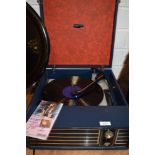 A vintage Fidelity portable record player.