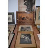 A selection of antique prints and etchings also veneer picture of farm stead