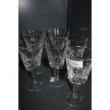 Six Waterford wine glasses or glasses.