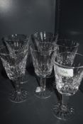Six Waterford wine glasses or glasses.