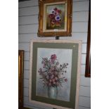 An original oil on canvas of still life flowers