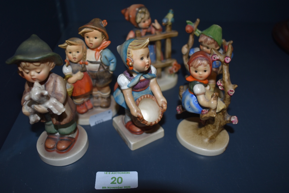 Six Goebel figurines including Apple tree girl.