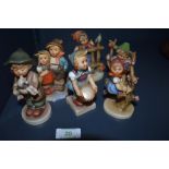 Six Goebel figurines including Apple tree girl.