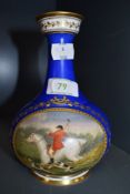 An antique Kerr and Binns Royal Worcester bottle vase circa 1850's, having cobalt blue ground and