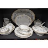 A Noritake 'waverly' part tea/dinner service including plates, tureens, tea pot and more, around