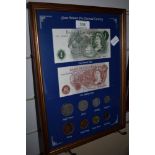 A set of framed pre decimal currency