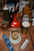 A selection of ceramics including 70's style coffee pots and Hornsea pottery Mayflower mug