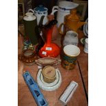 A selection of ceramics including 70's style coffee pots and Hornsea pottery Mayflower mug