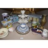 A selection of ceramics including baby plates and Royal Crown Derby