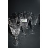 Six Waterford wine glasses or sherry glasses.