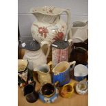 A selection of ceramics including Victorian jugs and similar
