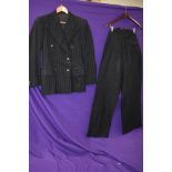 A vintage 1940s gents double breasted grey pinstripe suit, comprising of jacket and fish tail backed