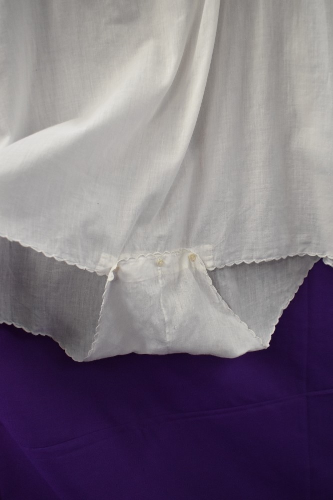 Two Edwardian white work all in one slips/Cami knickers. Pretty embroidery and scalloping - Image 3 of 5