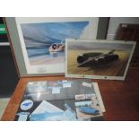 A signed thrust print plus small collection of land speed car prints.