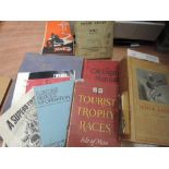 A collection of motorcycle and motor racing books including Tourist trophy race 1907-1953, 50