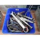 A selection of mould grips Whitworth spanners and similar.