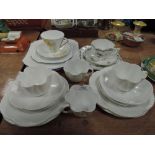 A collection of Shelley cups saucers and plates, 24 items in total including dainty white, Lowestoft