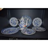 A selection of blue and white ware ceramics including Royal Grafton Dynasty, Spode and Chinese