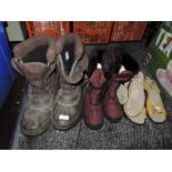 A selection of snow boots and ladies shoes