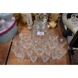 A selection of vintage Edinburgh crystal glasses including four tumblers, five wine glasses and