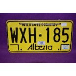 A pressed number plate for Alberta