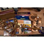 A selection of trinkets including blue cameo glass bowl