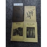 Four vintage books on coffee,tea,sugar and cocoa.