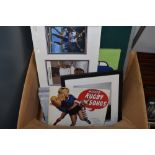 A selection of prints and picture frames including signed sports interest