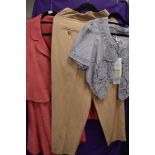 A cerise Hobbs ladies skirt suit, size 14, a pair of Mulerry trousers,size 12 and a Noa Noa
