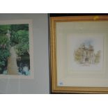 A watercolour, Martin Woodruffe, Lancaster Castle, 21 x 18cm, framed and glazed, and a ltd ed