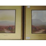 A pair of gouache paintings, Helen Holness, Evening Dartmoor and Across the Moors Dartmoor, signed