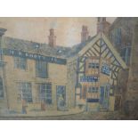 A watercolour, H McArthur, The Rovers Return, townscape, signed and dated 1873, 26 x 38cm, framed