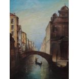 An oil painting on board, W N Hardwick, Venitian scene, 25 x 19cm, framed and glazed