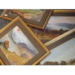 Four watercolours, Fox, Lake District interest, Windermere, Whitbarrow, River Kent and Buttermere,