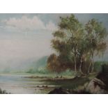 An oil painting, A Howarth, river landscape, signed, 40 x 60cm, framed and glazed