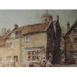 A print after Sturgeon, vintage village scene, signed, 40 x 50cm, framed and glazed