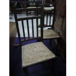 Two early 20th century oak framed bedroom chairs