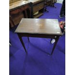 An Edwardian mahogany and inlaid fold over card table, in need of restoration, approx. 69 x 42cm