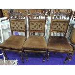 Three button back upholstered dining chairs