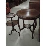 An early 20th Century two tier wine table and a similar period occasional table