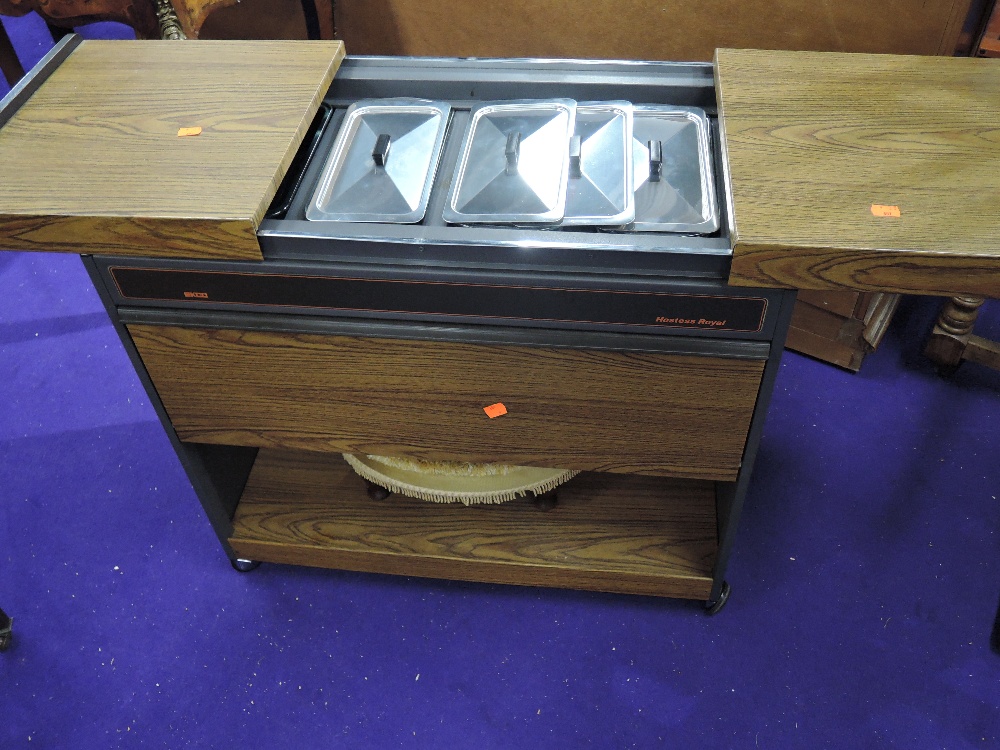 A Ekco hostess trolley and a modern footstool