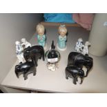 A selection of figures and figurines including Geobel Bless Us All and Beswick Lapwing