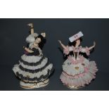 Two Dresden lace figurines.AF