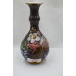 A squat vase by Meissen bearing double sword to base having naturalistic ground with floral imagery