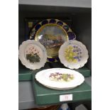 A collection of display plates including the arrival of the Queen mother at the races 1900 to