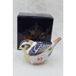 A Royal Crown Derby Goldcrest paperweght, boxed with gold stopper