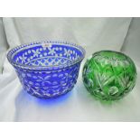 Two large colour and cameo cut glass bowls