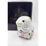 A Royal Crown Derby Collectors Guild Poppy Mouse paperweight, boxed with gold stopper