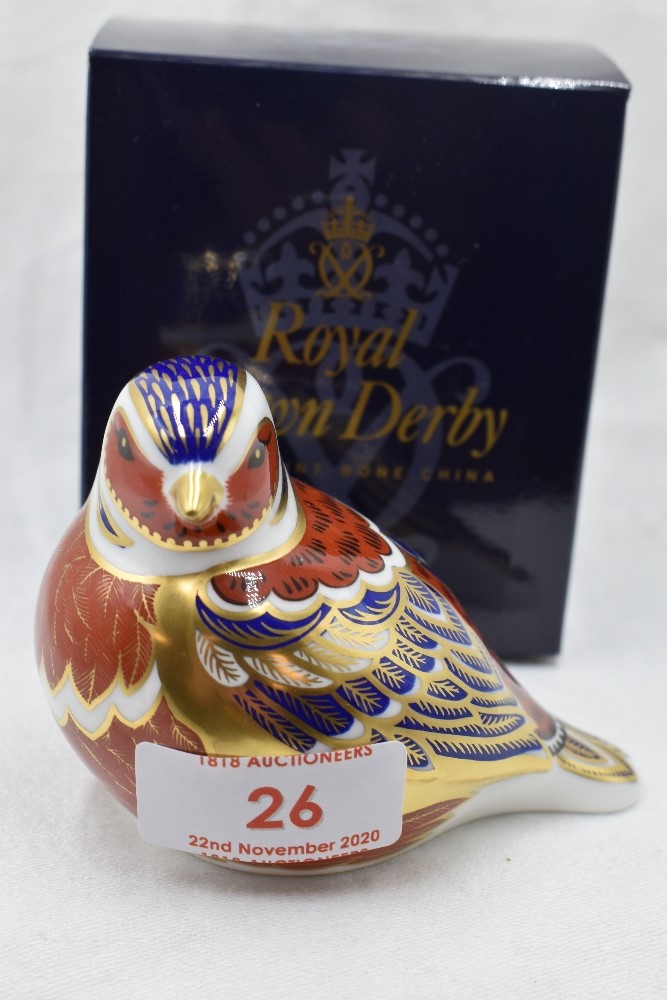 A Royal Crown Derby Chaffinch, boxed with gold stopper